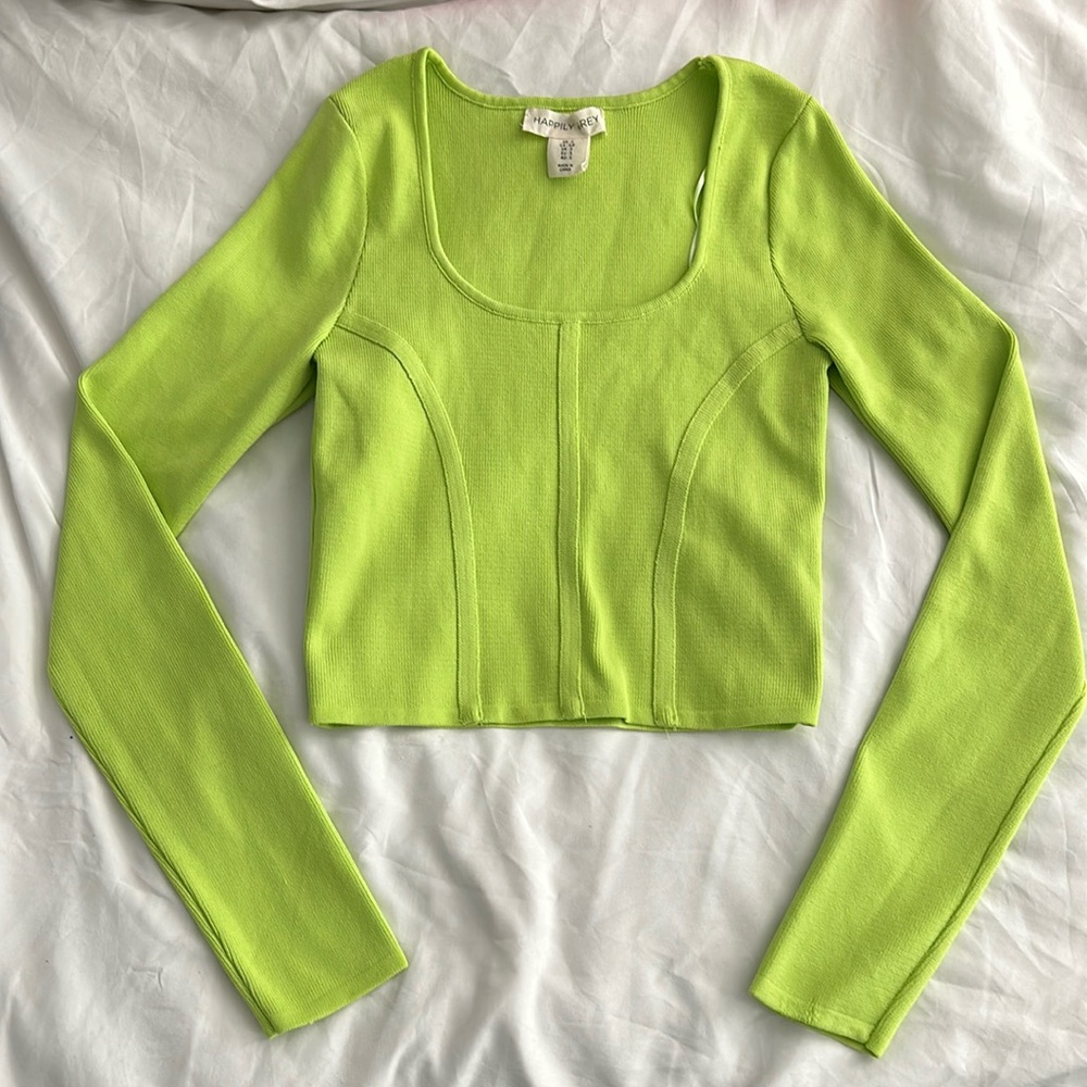 Neonish green tight long sleeve